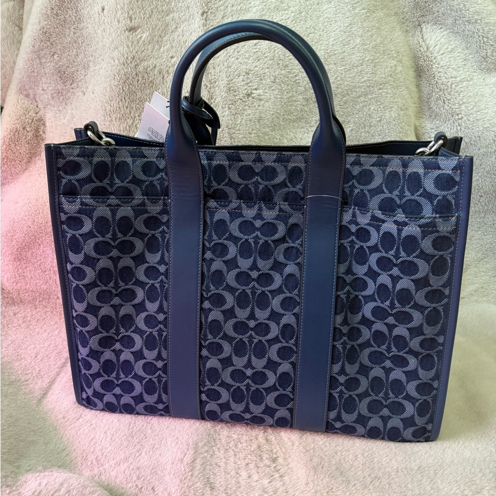 Wesley Tote In Signature Denim - Picture 3 of 11